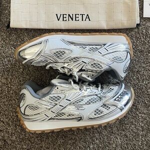 Bottega Veneta Silver and Gray Sneakers